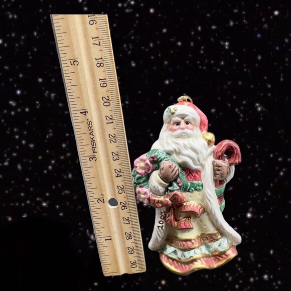 Fitz and Floyd Santa Ornament Ceramic Painted Small Figurine 4”T 2.5”W - Picture 7 of 8